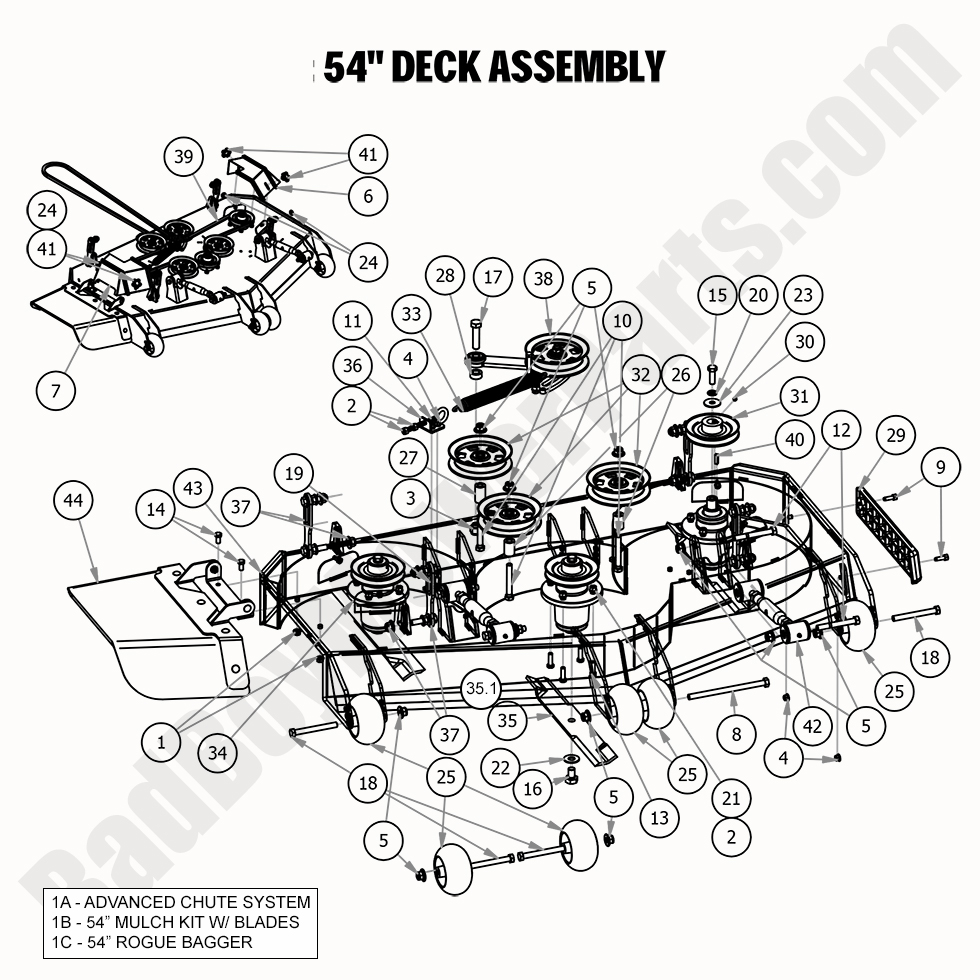 2301 - Bad Boy Mower Parts Lookup > 2020 > Rogue > 54\" Deck Assembly